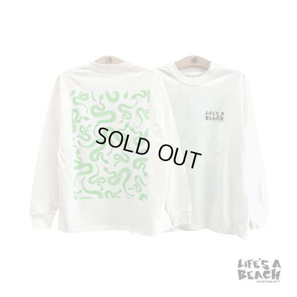 画像1: ※フリー在庫【 Life's a Beach 】SNAKE PATTERN L/S T-SHIRTS / WHITE x NEON GREEN