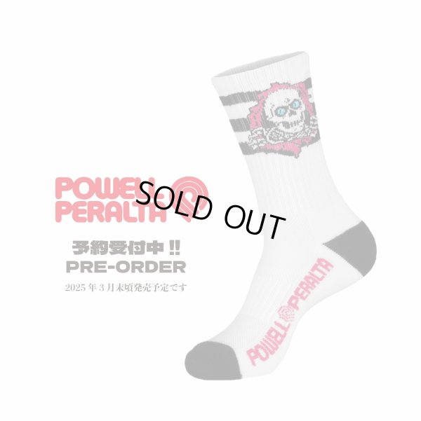 画像1: ※予約受付中 1/15 18:00締切【 Powell Peralta 】CREW SOCKS "RIPPER" WHITE RIP STRIPES