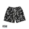 ※予約受付中【 Life's a Beach 】SNAKE PATTERN SHORTS / ブラックxホワイト