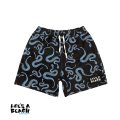 ※予約受付中【 Life's a Beach 】SNAKE PATTERN SHORTS / ブラックxブルー