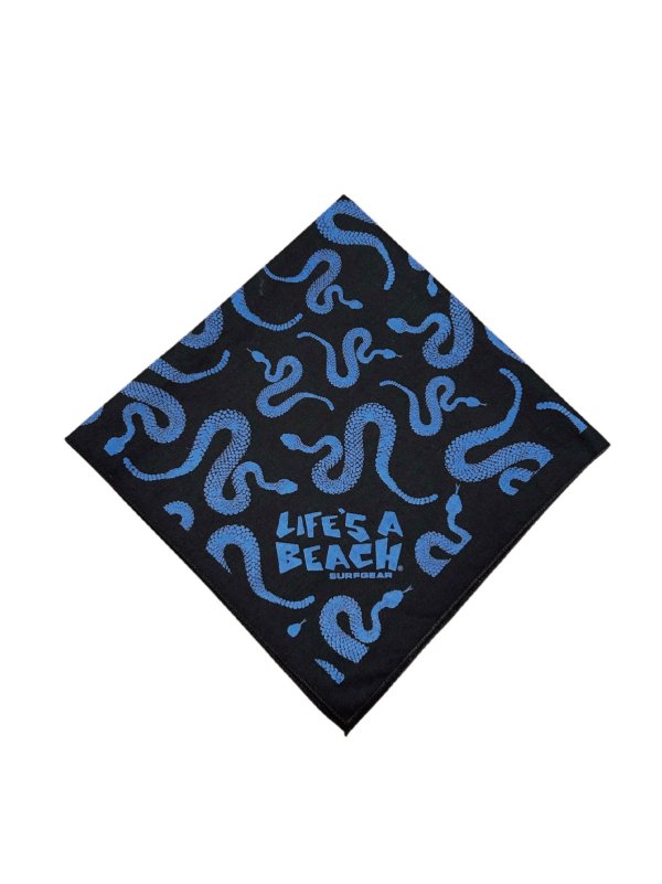 画像1: 【 Life's a Beach 】Snake Pattern Bandana / BLACK x BLUE
