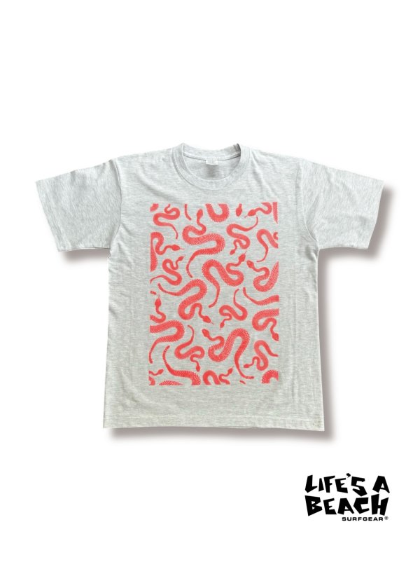 画像1: ※予約受付中【 Life's a Beach 】80's SNAKE PATTERN TEE / ASH