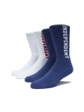 【 Independent Trucks 】INDY BASELINE 2-PACK SOCKS / WHITE&NAVY