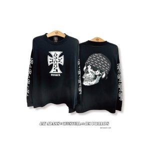 画像: ※7/21予約締切【 Jay Adams x QEESKULL by Jim Phillips 】VENICE STYLE L/S TEE（ BLACK ）