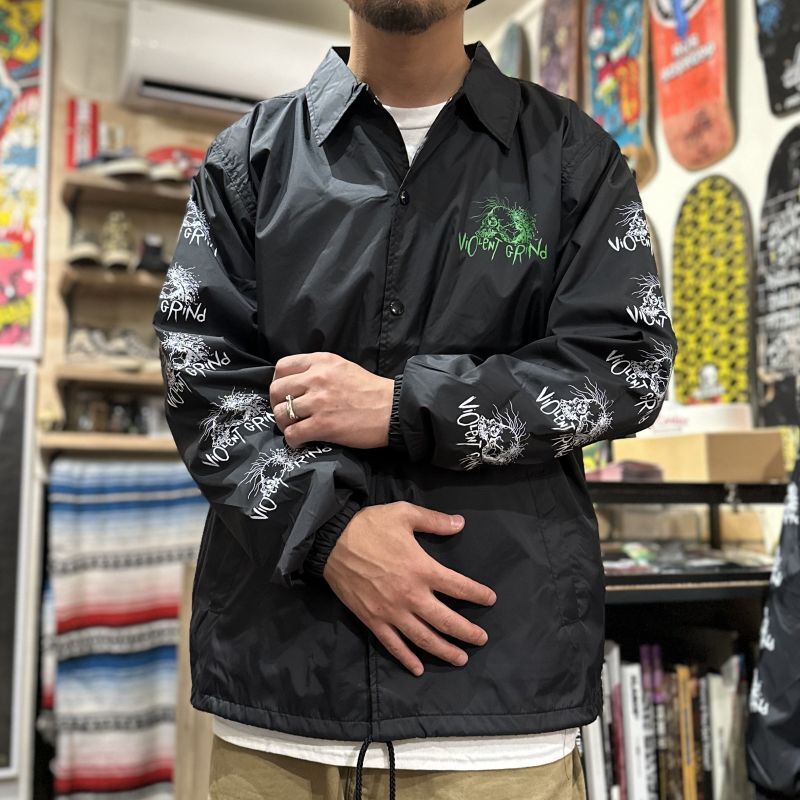 画像: ※10/16予約締切【 VIOLENT GRIND x QEE 】Qee別注 "PUSLOGO" COACH JACKET / BLACK