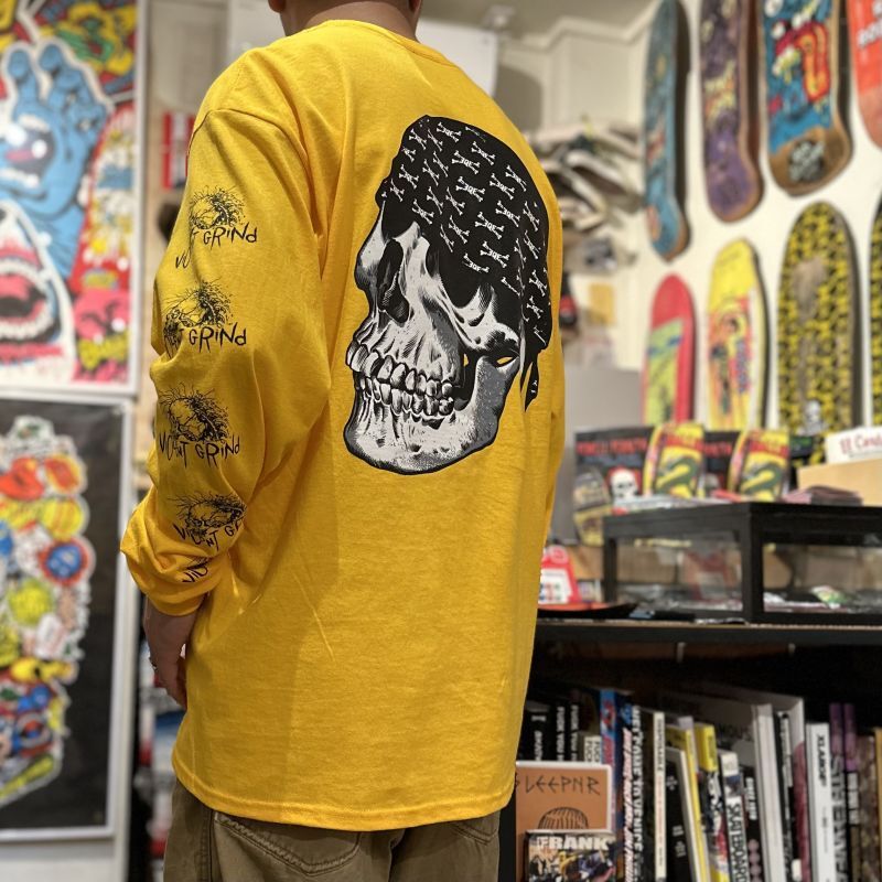 画像: ※10/16予約締切【 VIOLENT GRIND x QEE 】VG by PUSHEAD x QEESKULL by JIM PHILLIPS "SKULL" L/S TEE / GOLD