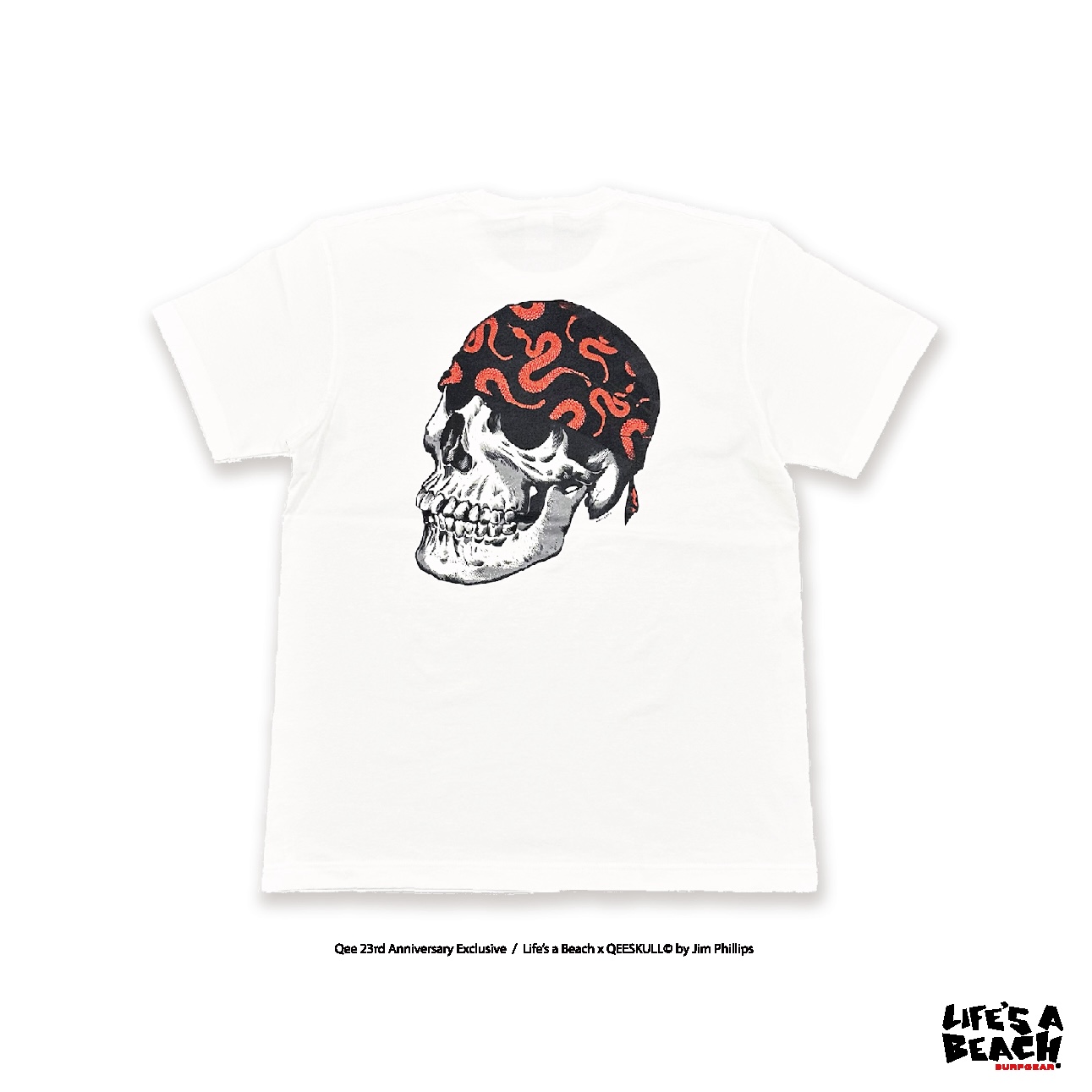 画像1: ※ XLのみ【 Life's a Beach 】QEESKULL by Jim Phillips TEE ( Snake Bandana ver.) / WHITE