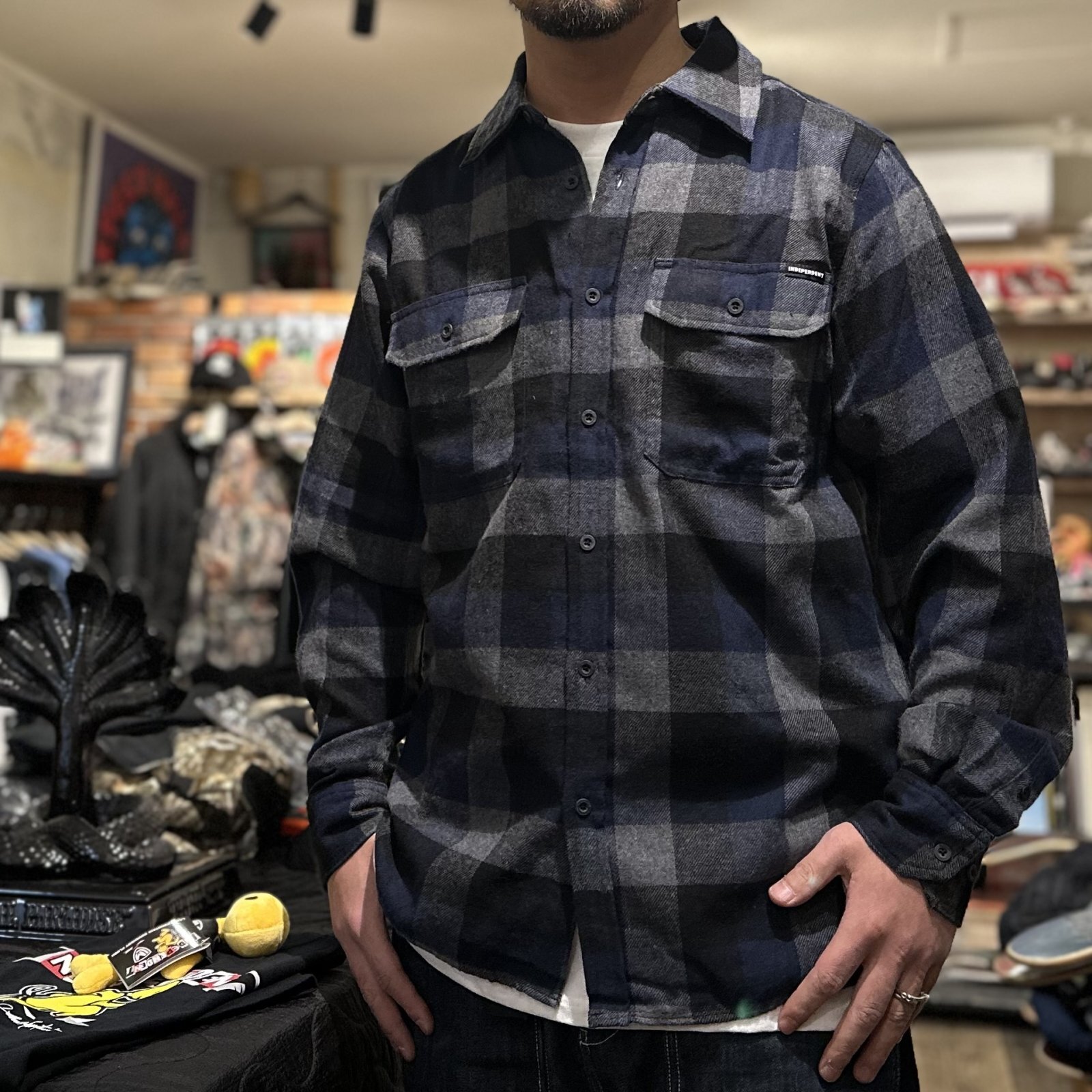 画像: 【 Independent Trucks 】INDY BELMONT L/S FLANNEL / NAVY