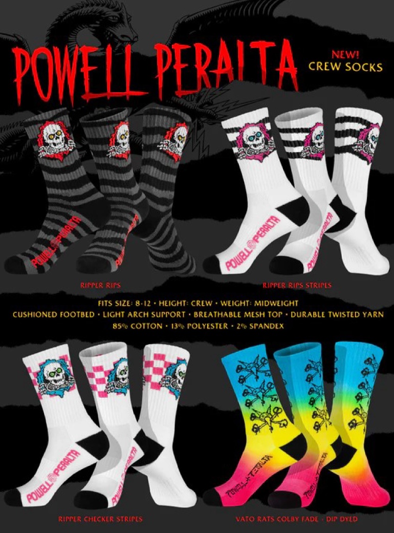 画像: ※予約受付中 1/15 18:00締切【 Powell Peralta 】CREW SOCKS "RIPPER" WHITE CHECKER STRIPES