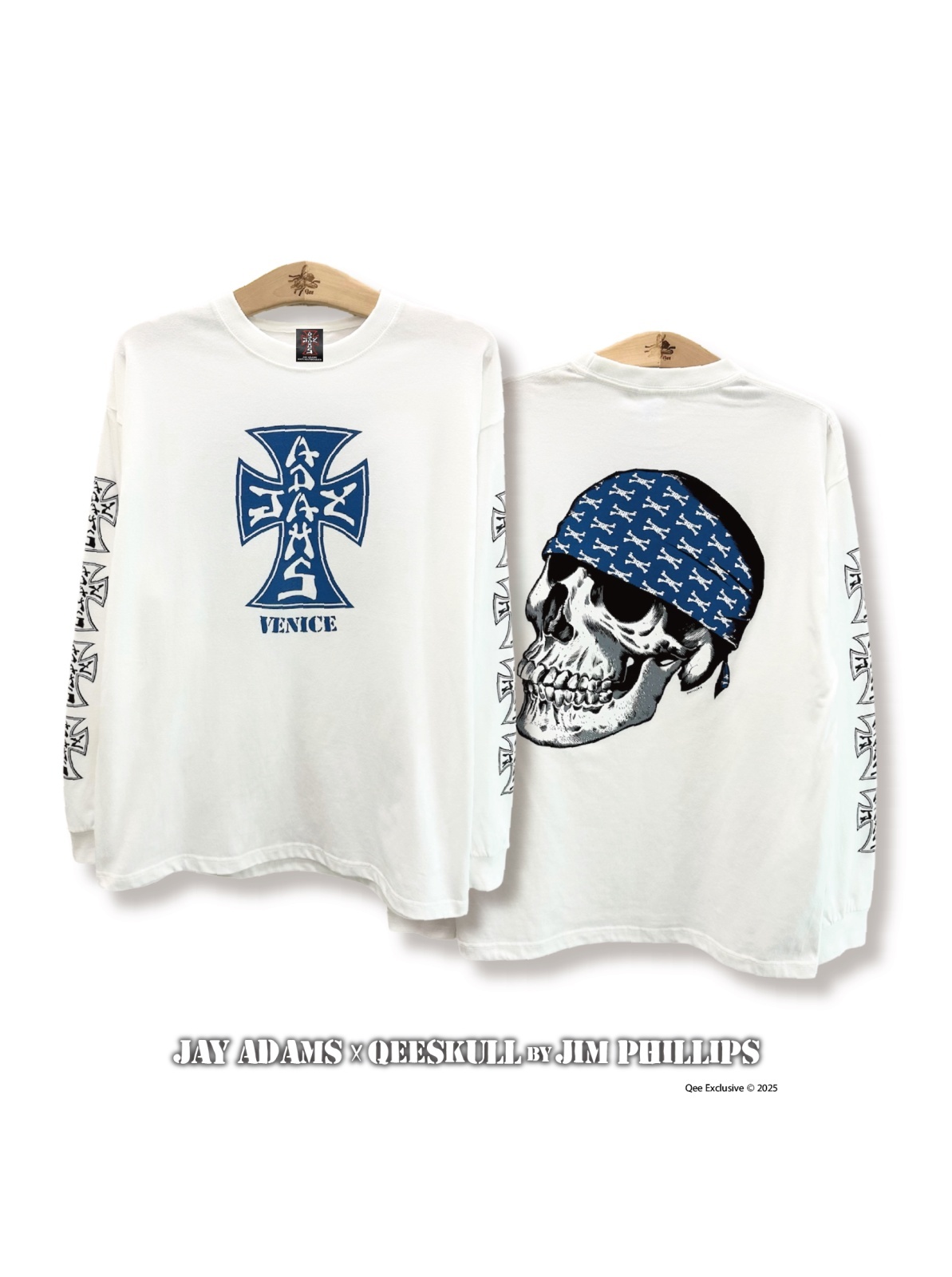 画像1: ※7/21予約締切【 Jay Adams x QEESKULL by Jim Phillips 】VENICE STYLE L/S TEE（ WHITE ）